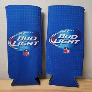 Set Of 2 Bud Light / NFL Tall Can Koozie Blue